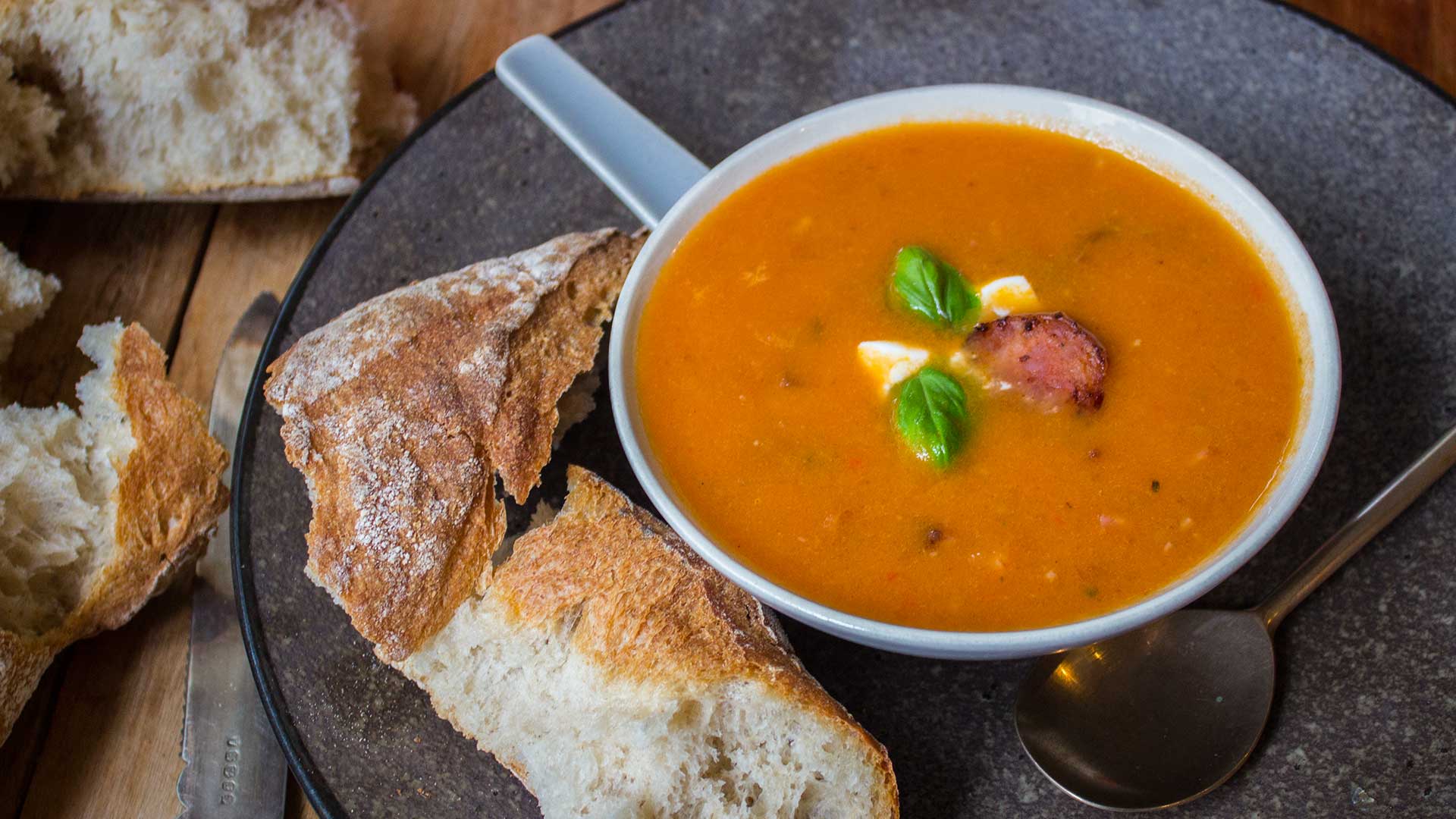 Roast tomato chorizo and chilli soup Multix