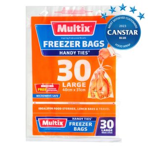 Multix Freezer Bags with Handy Ties Large 30 pack