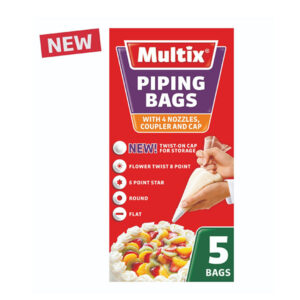 Multix Piping Bags with 4 Nozzles, Coupler and Cap 5 Pack